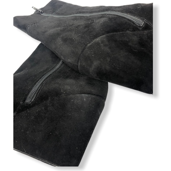 Black Suede Stuart Weitzman Wedge Boots 10M - Picture 6 of 8